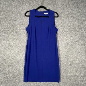 Calvin Klein Size 14 Royal Blue Sheath Scuba Dress Sleeveless